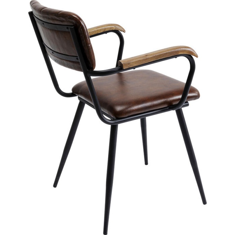 Chair with Armrest Salsa Leather Brown